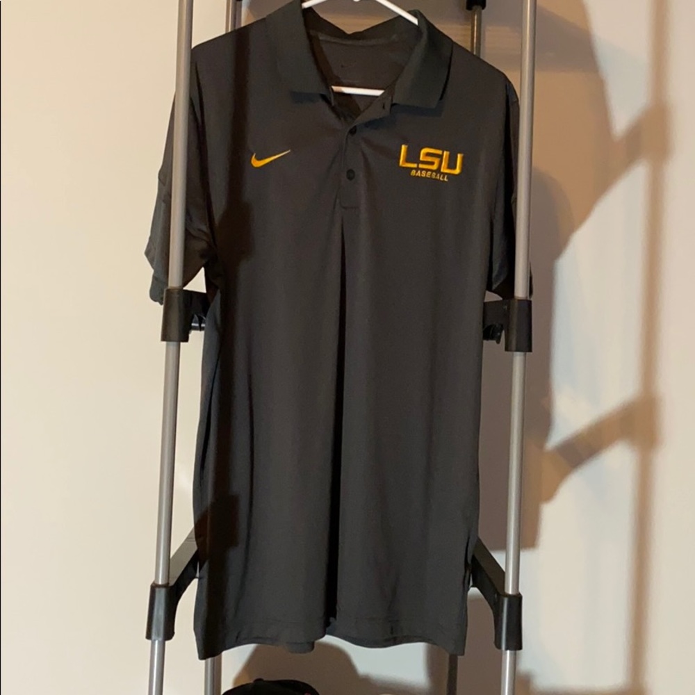 LSU Baseball Nike Dri-Fit Polo - Gray, LG